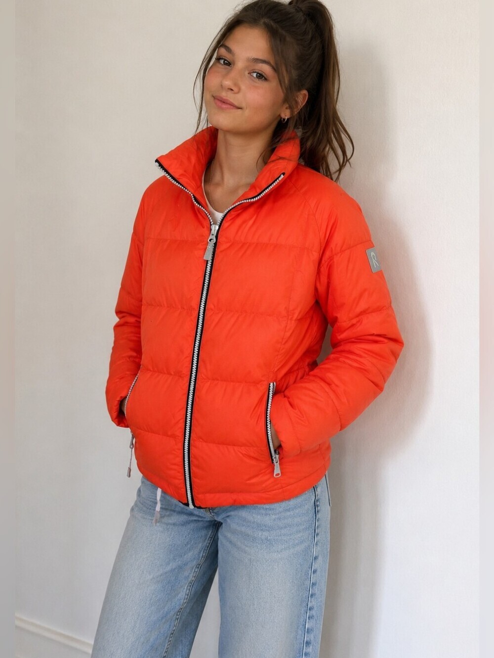 REIMA Orange Puffer Winter Jacket Down Blend Unisex Youth 14/Women's Small NWOT